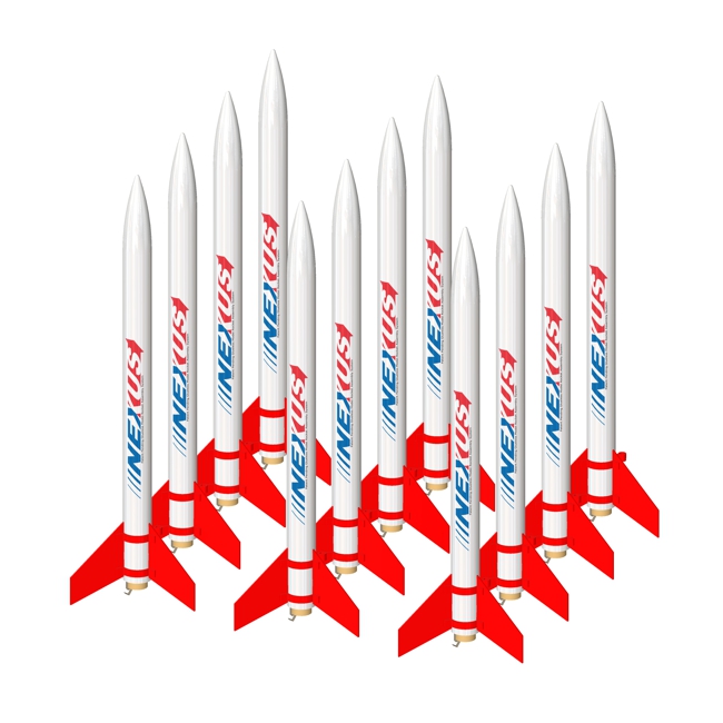 ModelRockets.us Nexus Bulk Pack of 12 Rocket Kits (Parachute)